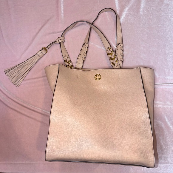 Authentic Limited Edition Tory Burch Brooke Tote “Pink Salt” 12”x 12” + Dust Bag - Picture 2 of 16